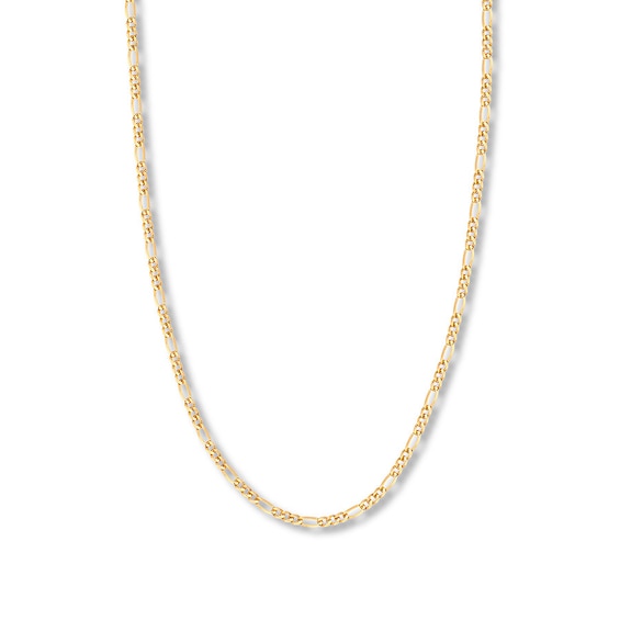22" Figaro Chain Necklace Solid 14K Yellow Gold Appx. 3.2mm