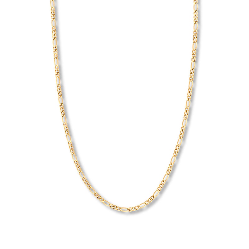 22" Solid Figaro Chain Necklace 14K Yellow Gold Appx. 3.2mm with 360