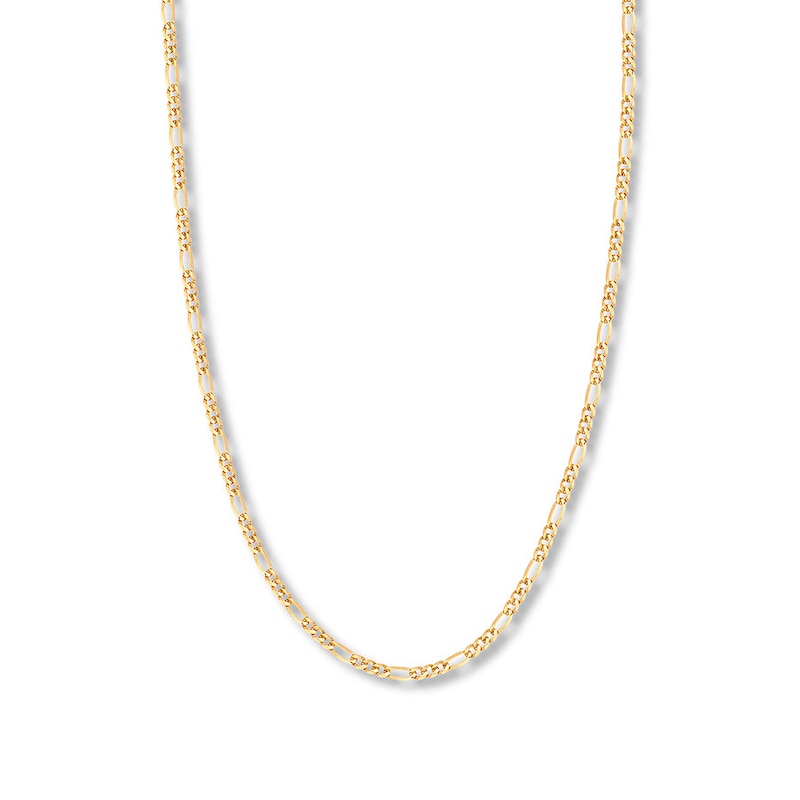 24" Solid Figaro Chain Necklace 14K Yellow Gold Appx. 3.2mm