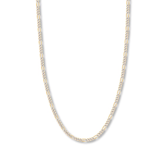 20" Figaro Chain Necklace Solid 14K Two-Tone Gold Appx. 3.2mm