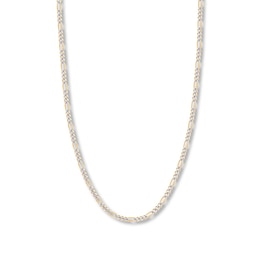 24" Figaro Chain Necklace Solid 14K Two-Tone Gold Appx. 3.2mm