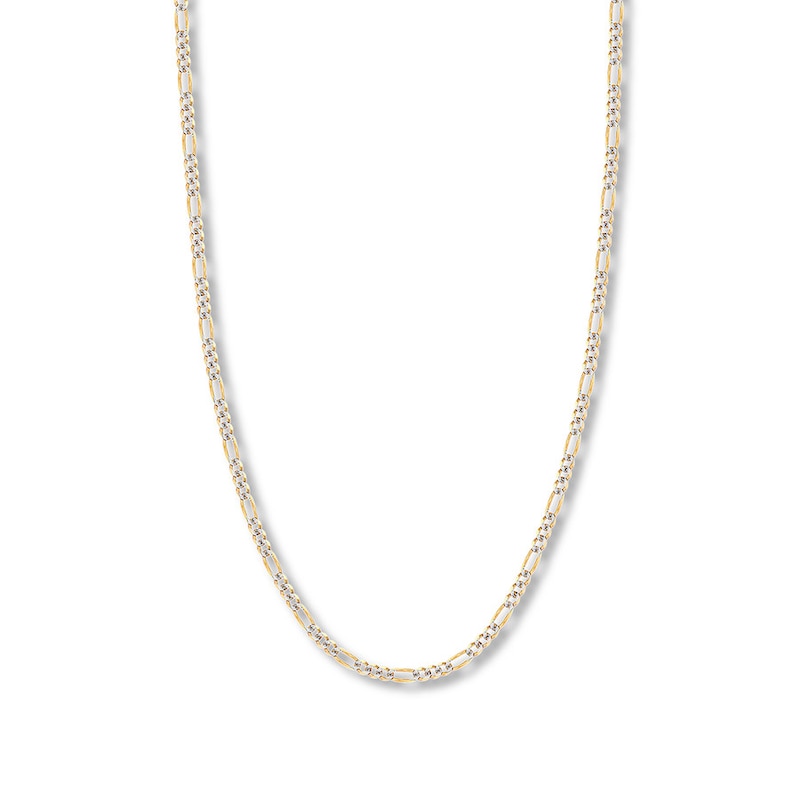 Main Image 1 of 24&quot; Figaro Chain Necklace Solid 14K Two-Tone Gold Appx. 3.2mm