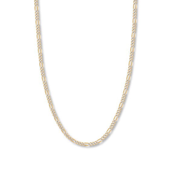 18" Figaro Chain Necklace Solid 14K Two-Tone Gold Appx. 3.9mm