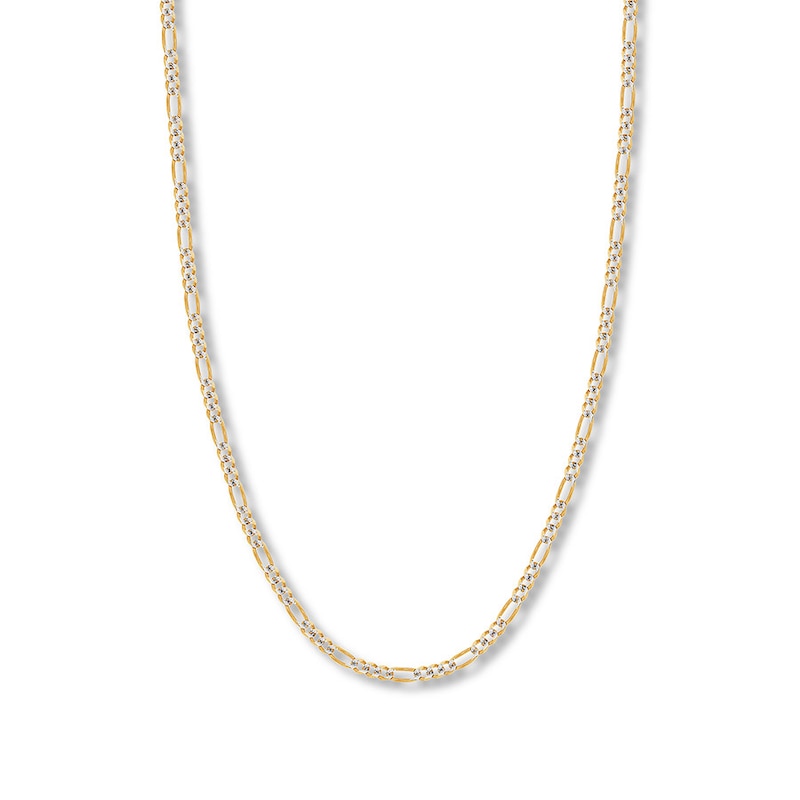 18" Solid Figaro Chain Necklace 14K Two-Tone Gold Appx. 3.9mm