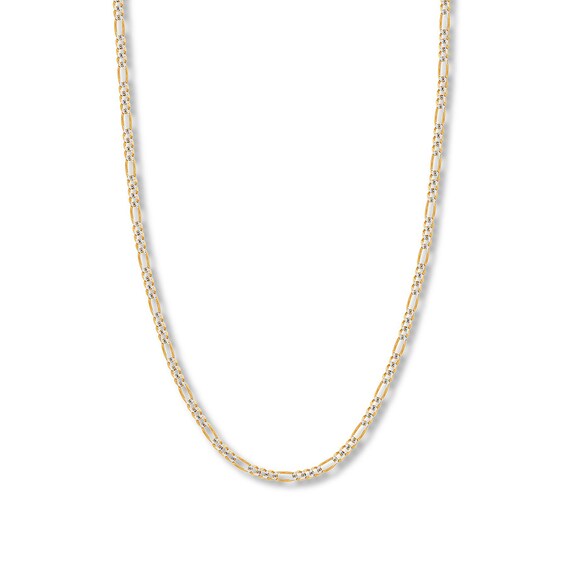 22" Figaro Chain Necklace Solid 14K Two-Tone Gold Appx. 3.9mm