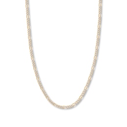 30" Figaro Chain Necklace Solid 14K Two-Tone Gold 3.9mm