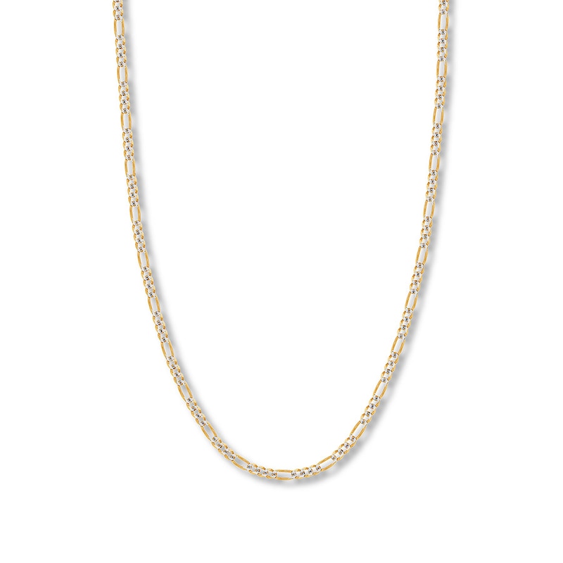 30" Solid Figaro Chain Necklace 14K Two-Tone Gold 3.9mm with 360