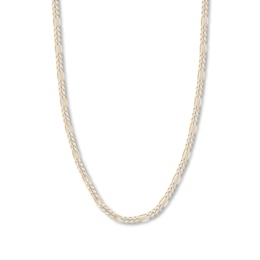 30" Figaro Chain Necklace Solid 14K Two-Tone Gold 5.8mm