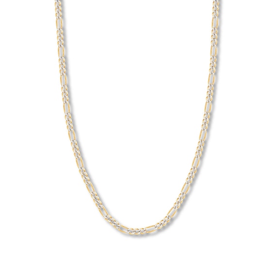 30" Figaro Chain Necklace Solid 14K Two-Tone Gold 5.8mm