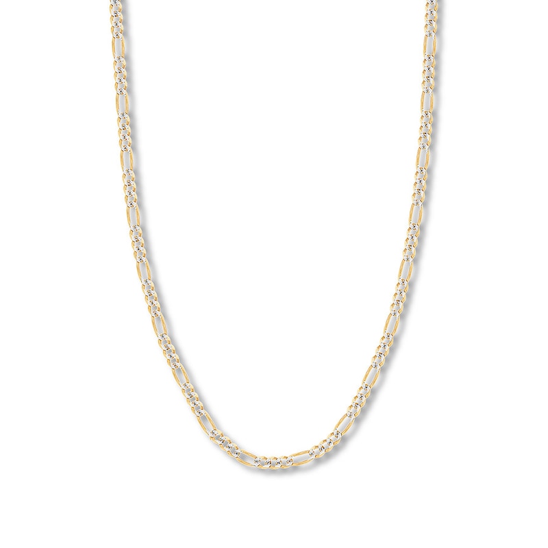 30" Solid Figaro Chain Necklace 14K Two-Tone Gold 5.8mm