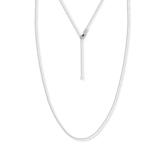 16" Adjustable Rope Chain Solid 14K White Gold Appx. 1.2mm
