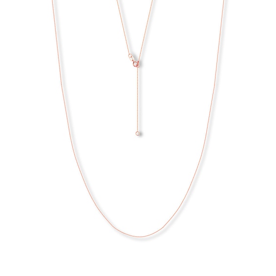 16" Adjustable Cable Chain Solid 14K Rose Gold Appx. .7mm