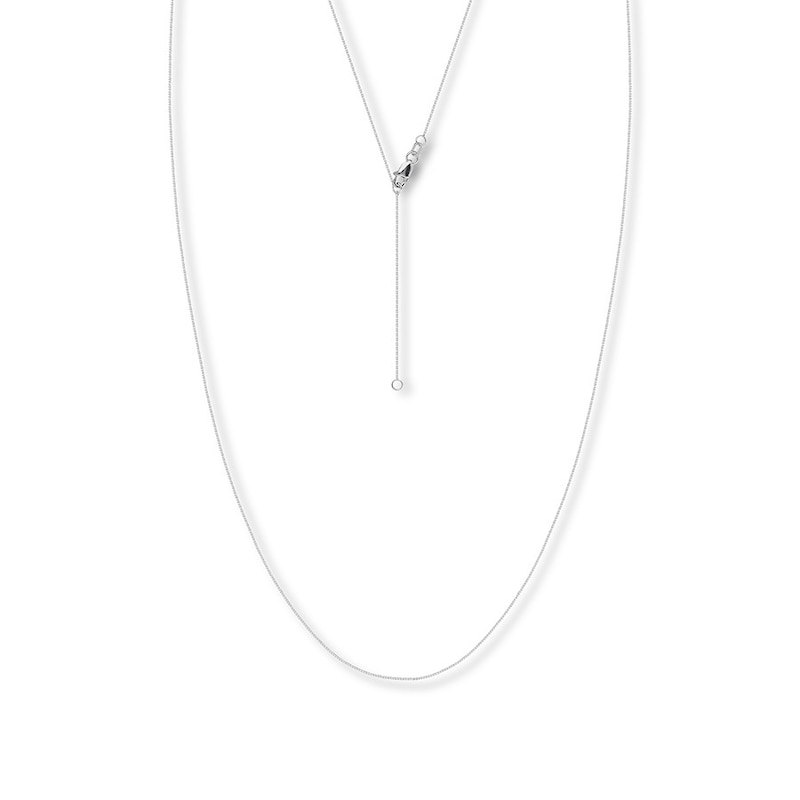 Main Image 1 of 16&quot; Adjustable Box Chain Solid 14K White Gold Appx. .66mm