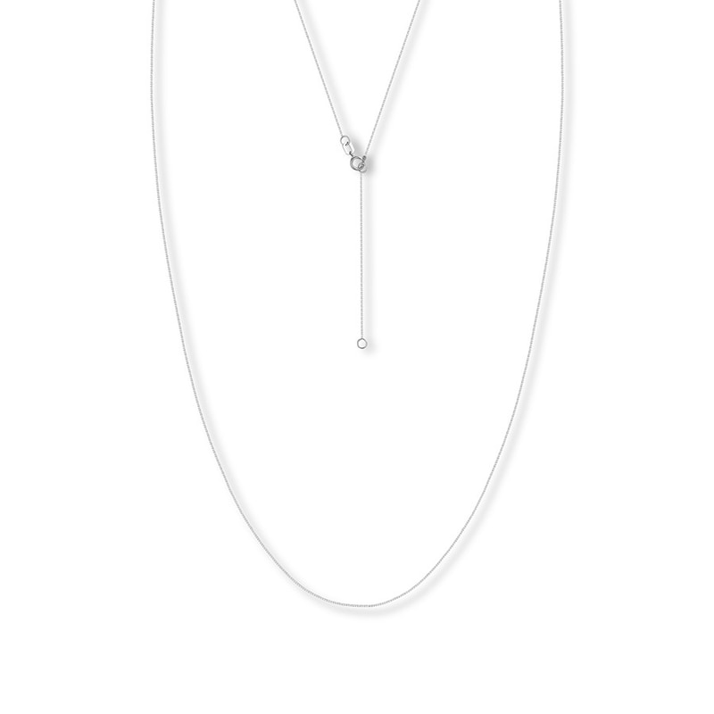 16" Adjustable Solid Box Chain 14K White Gold Appx. .55mm