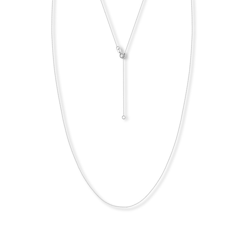 Main Image 1 of 16&quot; Adjustable Box Chain Solid 14K White Gold Appx. .55mm