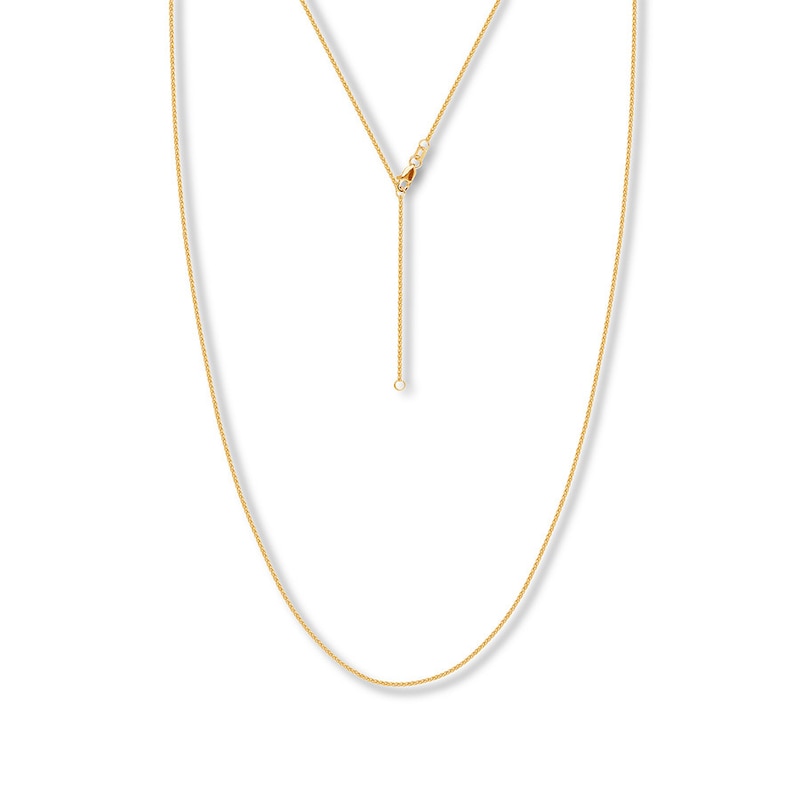 Main Image 1 of 16&quot; Adjustable Round Wheat Chain Solid 14K Yellow Gold Appx. 1.05mm