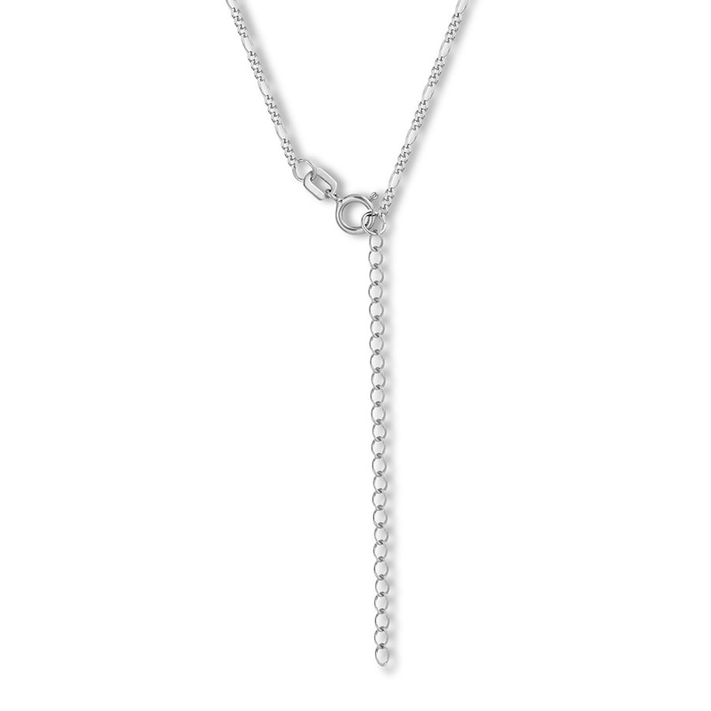 13" Adj. Children's Solid Figaro Chain 14K White Gold Appx 1.28mm