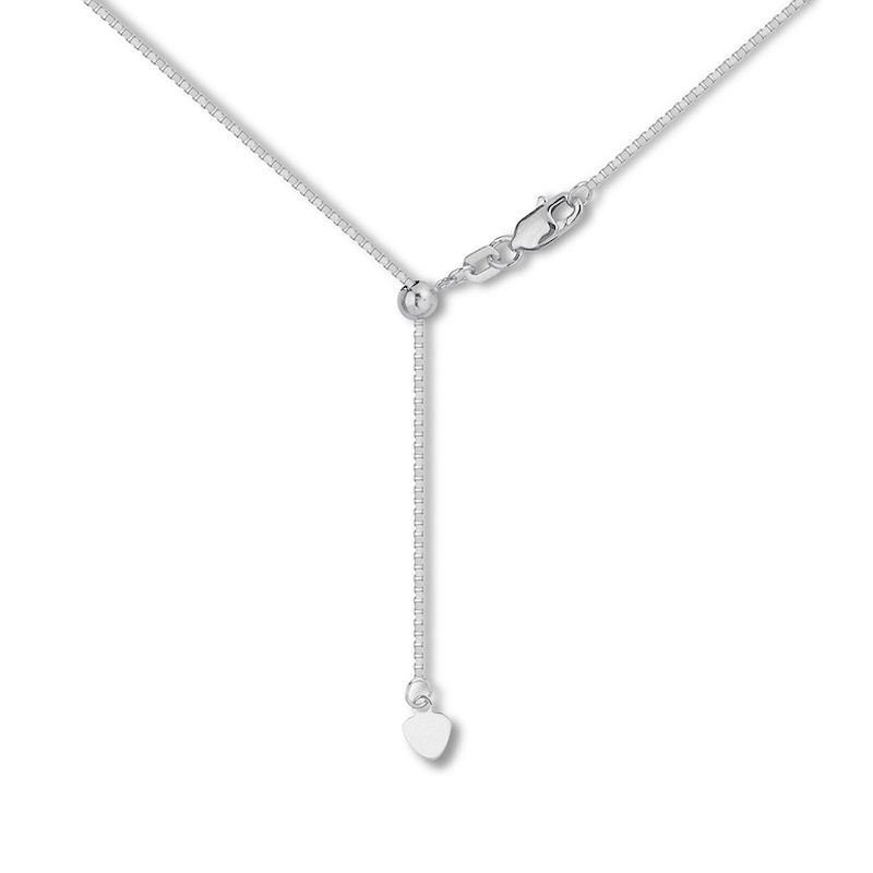Main Image 2 of Adjustable 22&quot; Box Chain Solid 14K White Gold Appx. .8mm