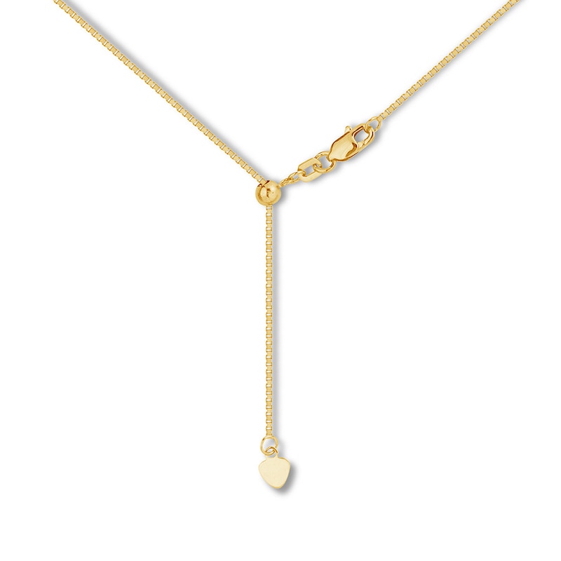 Adjustable 22" Solid Box Chain 14K Yellow Gold Appx. .8mm