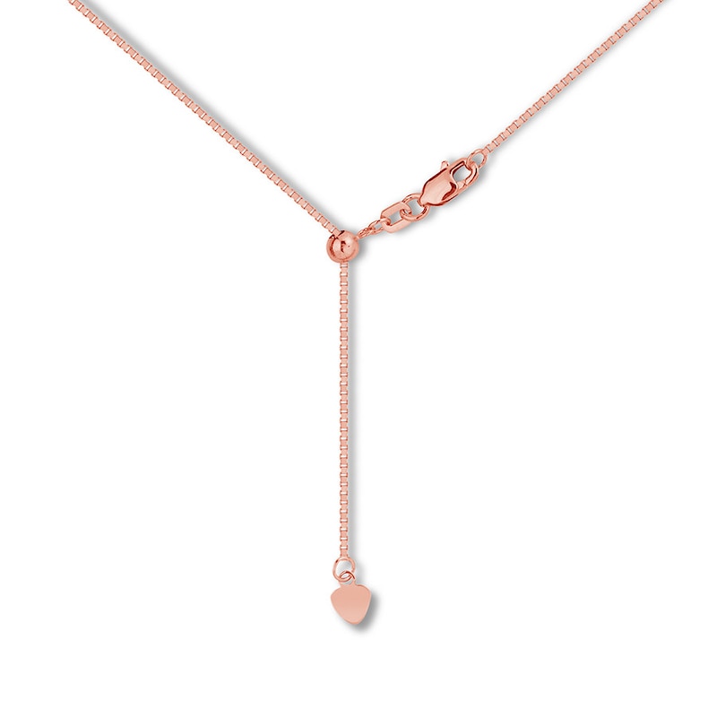 Main Image 2 of Adjustable 22&quot; Box Chain Solid 14K Rose Gold Appx. .8mm