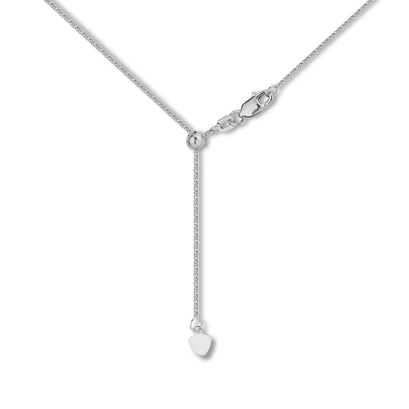 Main Image 2 of Adjustable 22&quot; Square Wheat Chain Solid 14K White Gold Appx. 1mm