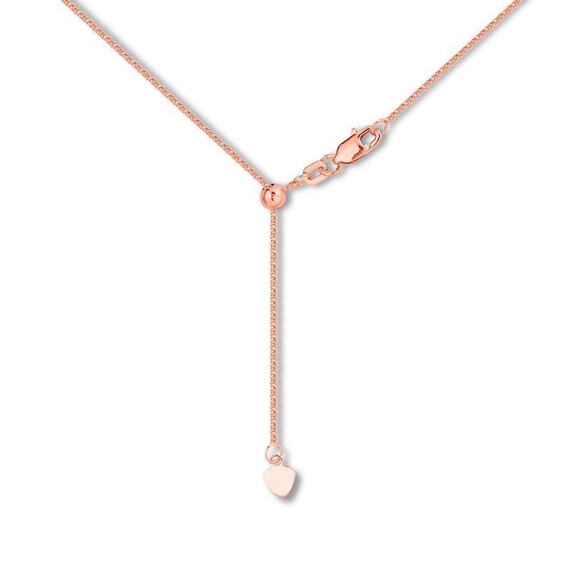 Main Image 2 of Adjustable 22&quot; Square Wheat Chain Solid 14K Rose Gold Appx. 1mm