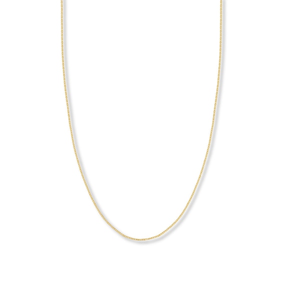 Adjustable 22" Box Chain Solid 14K Yellow Gold Appx. .96mm