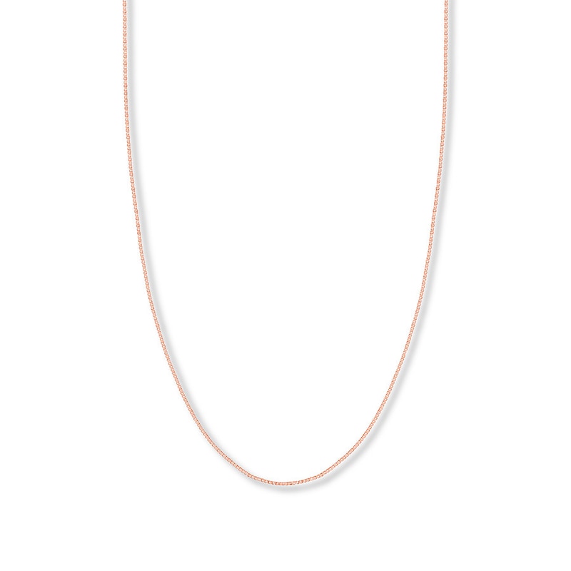 Adjustable 22" Solid Box Chain 14K Rose Gold Appx. .96mm