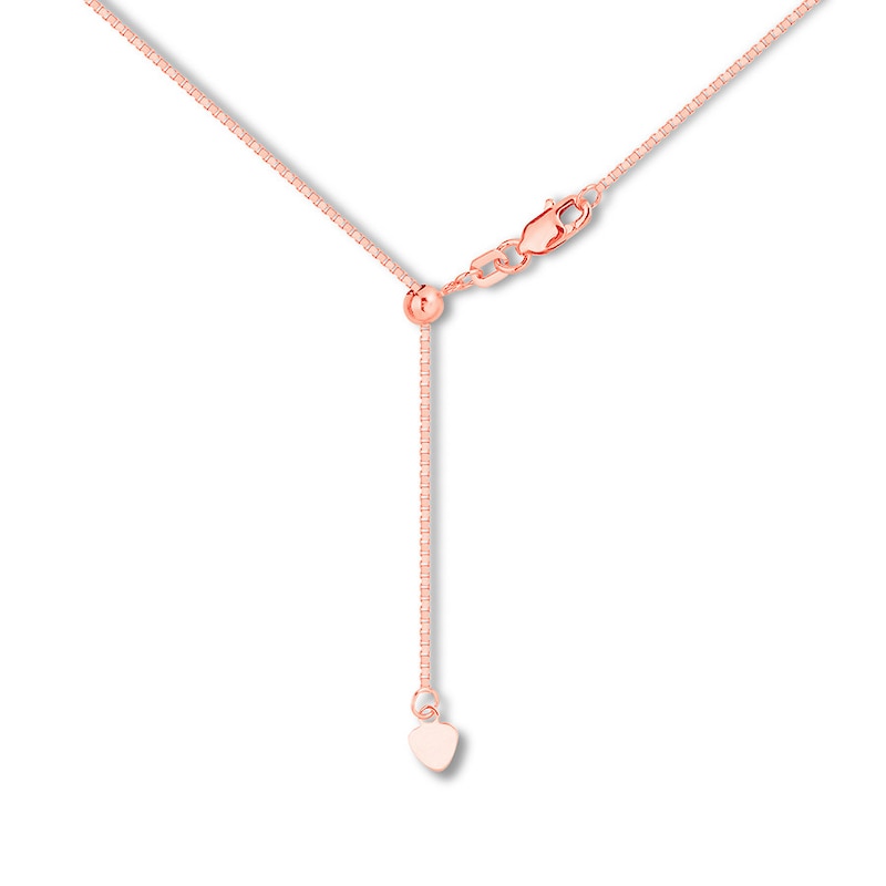 Adjustable 22" Solid Box Chain 14K Rose Gold Appx. .96mm