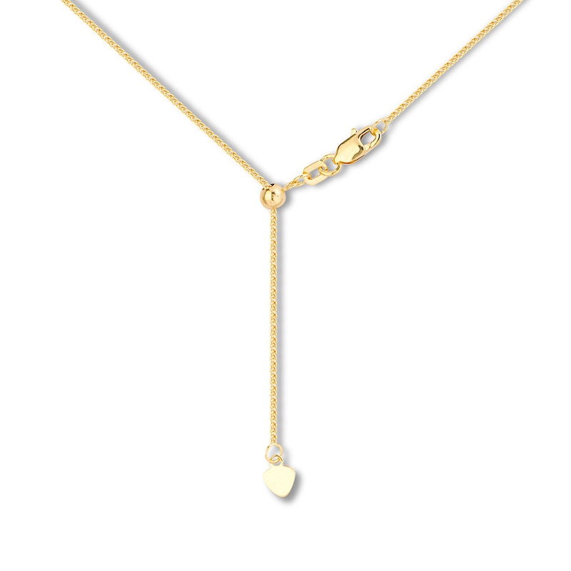 Main Image 2 of Adjustable 22&quot; Square Wheat Chain Solid 14K Yellow Gold Appx. 85mm