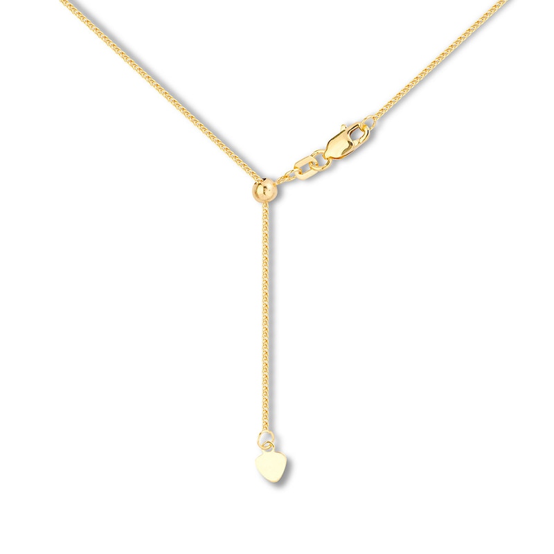 Adjustable 22" Solid Square Wheat Chain 14K Yellow Gold Appx. 85mm