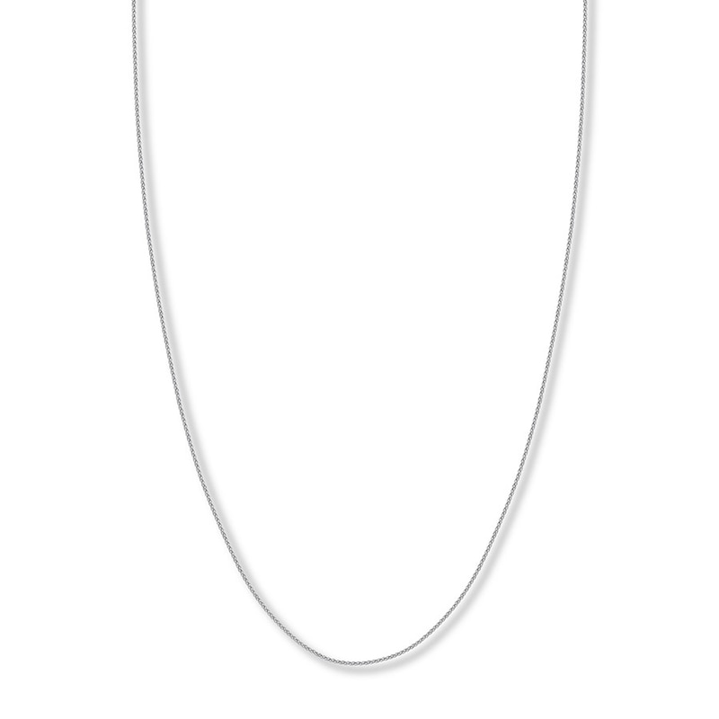 Adjustable 22" Solid Wheat Chain 14K White Gold Appx. 1.02mm