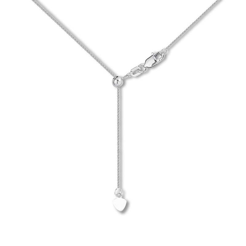 Adjustable 22" Solid Wheat Chain 14K White Gold Appx. 1.02mm