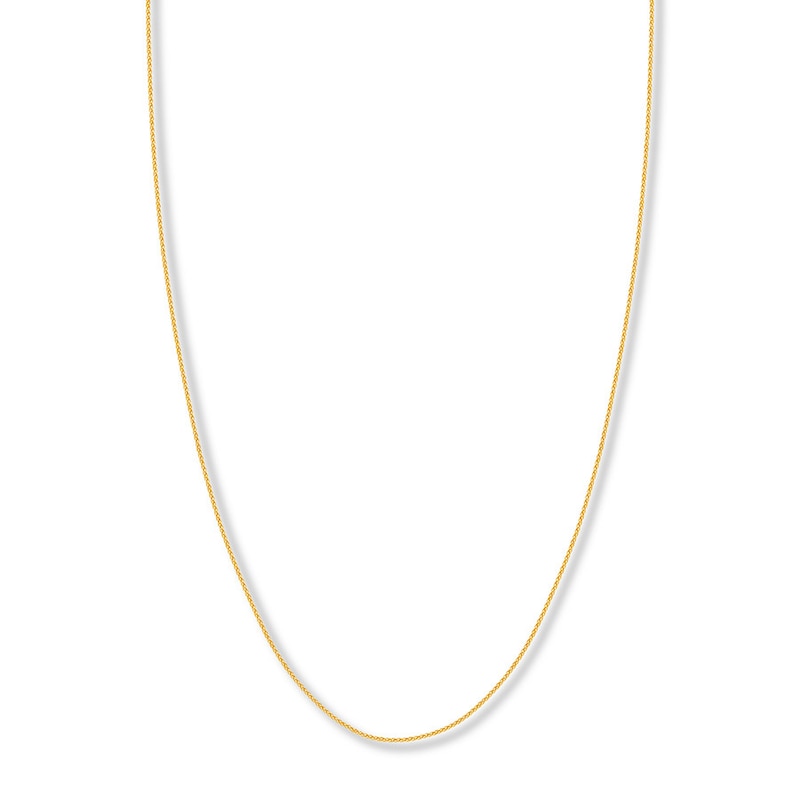 Adjustable 22" Solid Wheat Chain 14K Yellow Gold Appx. 1.02mm with 360