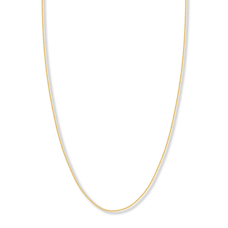 Adjustable 22" Solid Wheat Chain 14K Yellow Gold Appx. 1.02mm