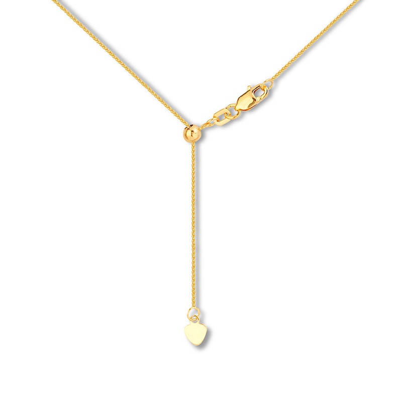 Adjustable 22" Solid Wheat Chain 14K Yellow Gold Appx. 1.02mm