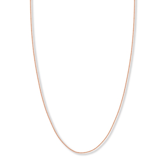 Adjustable 22" Wheat Chain Solid 14K Rose Gold Appx. 1.02mm