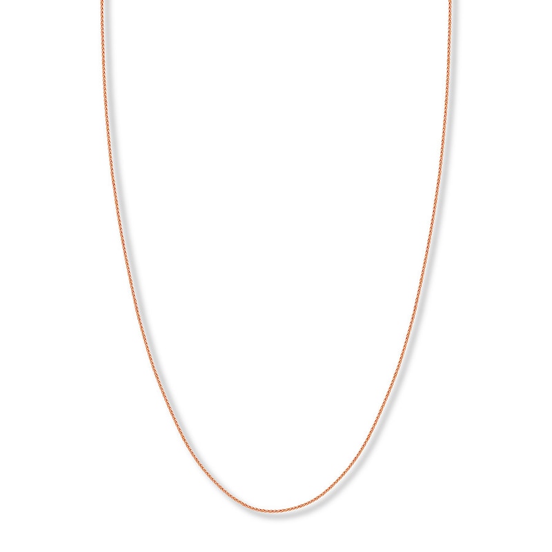 Main Image 1 of Adjustable 22&quot; Wheat Chain Solid 14K Rose Gold Appx. 1.02mm