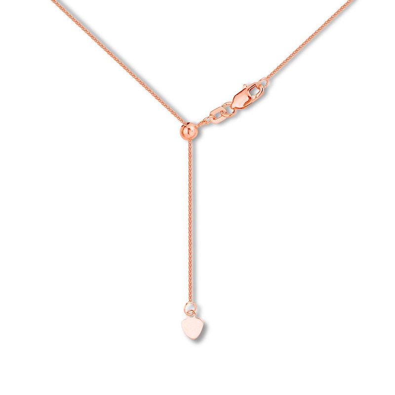 Adjustable 22" Solid Wheat Chain 14K Rose Gold Appx. 1.02mm