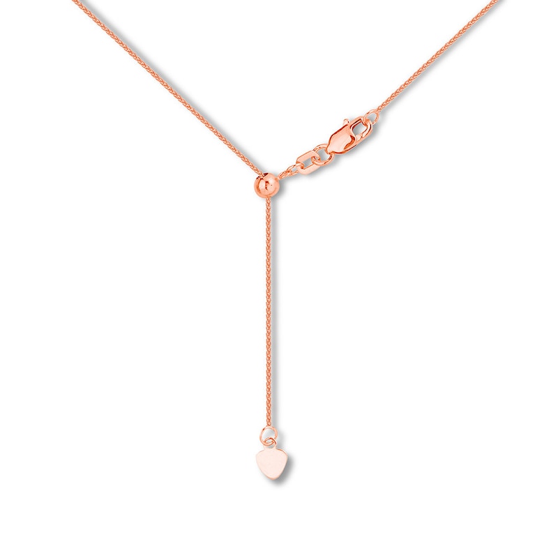 Main Image 2 of Adjustable 22&quot; Wheat Chain Solid 14K Rose Gold Appx. 1.02mm
