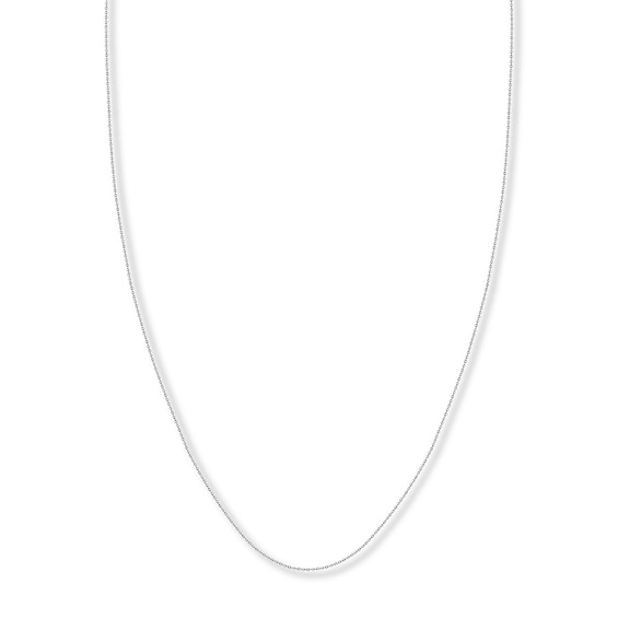 Adjustable 22" Cable Chain Solid 14K White Gold Appx. .9mm
