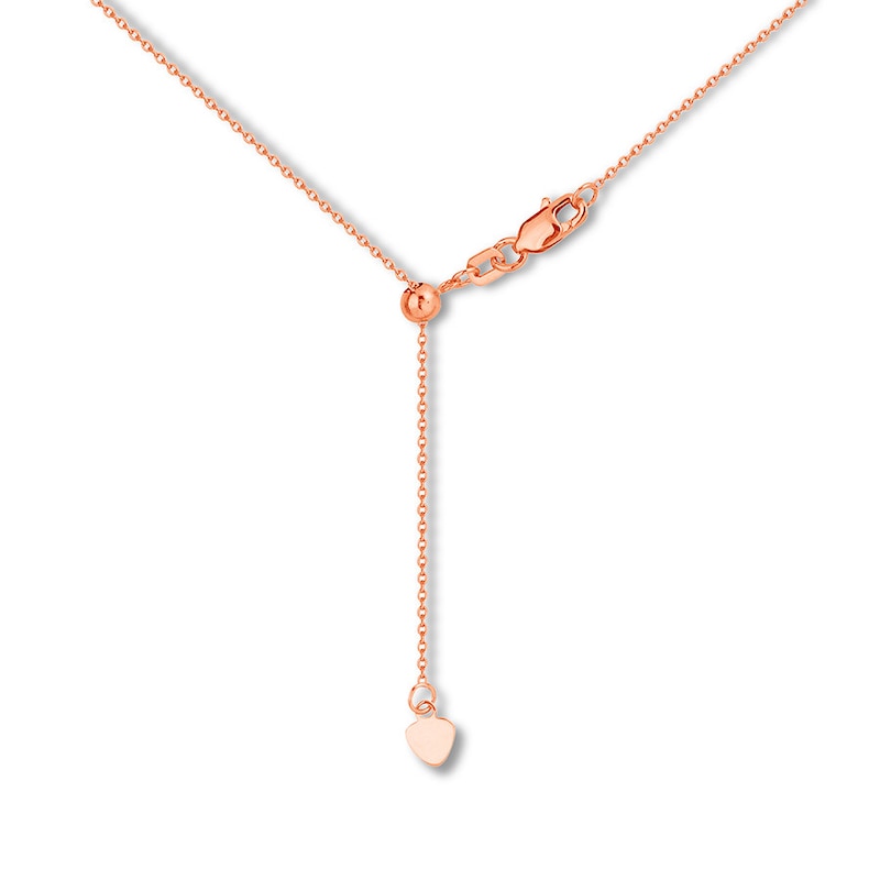 Main Image 2 of Adjustable 22&quot; Cable Chain Solid 14K Rose Gold Appx. .9mm