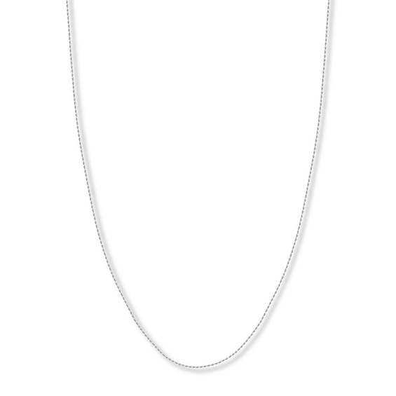 Adjustable 22" Rope Chain Solid 14K White Gold Appx. 1.05mm