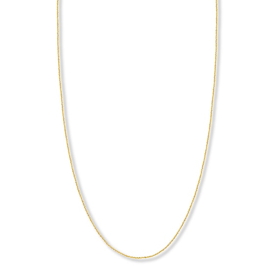 Adjustable 22" Sparkling Chain Solid 14K Yellow Gold Appx. 1.15mm