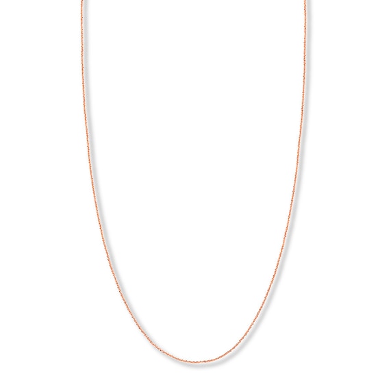 Adjustable 22" Sparkling Chain Solid 14K Rose Gold Appx. 1.15mm