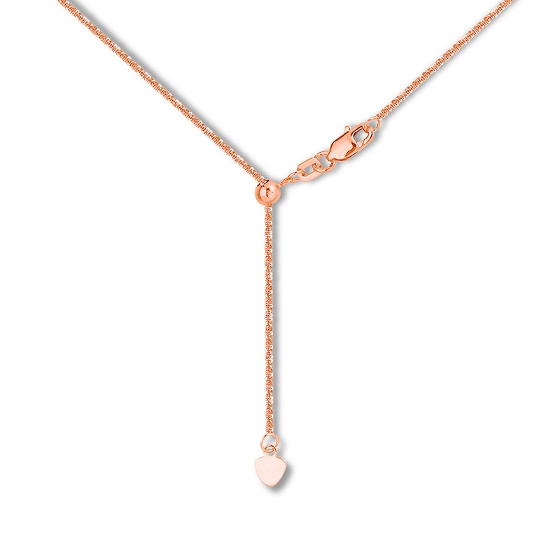 Adjustable 22" Solid Sparkling Chain 14K Rose Gold Appx. 1.15mm