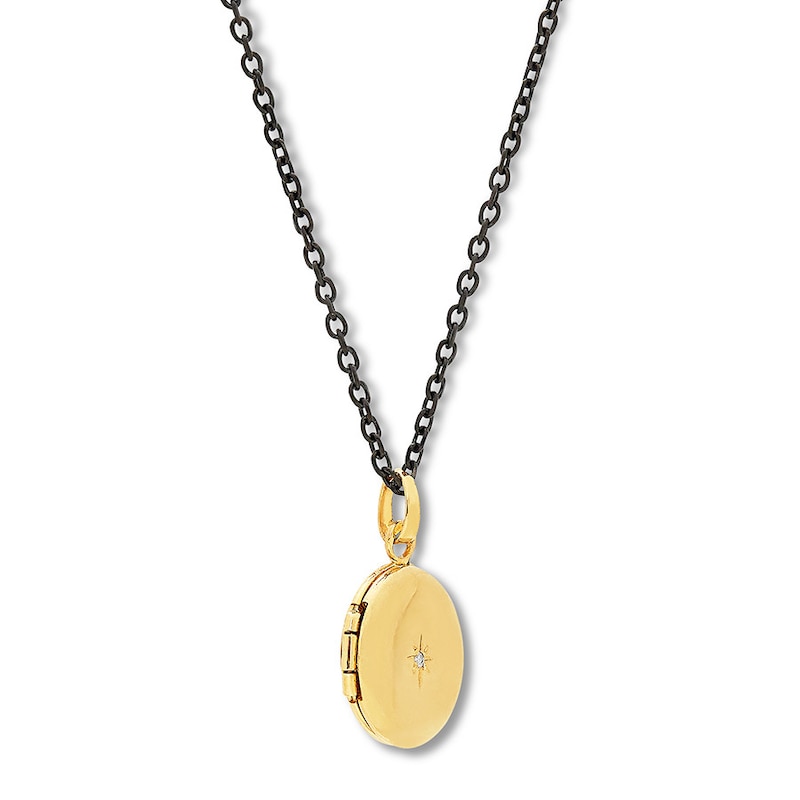 Main Image 3 of Locket with Diamond Accent 10K Yellow Gold & Stainless Steel