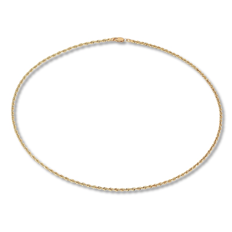 Main Image 2 of 2.5mm Rope Chain Necklace Solid 14K Yellow Gold 24&quot;