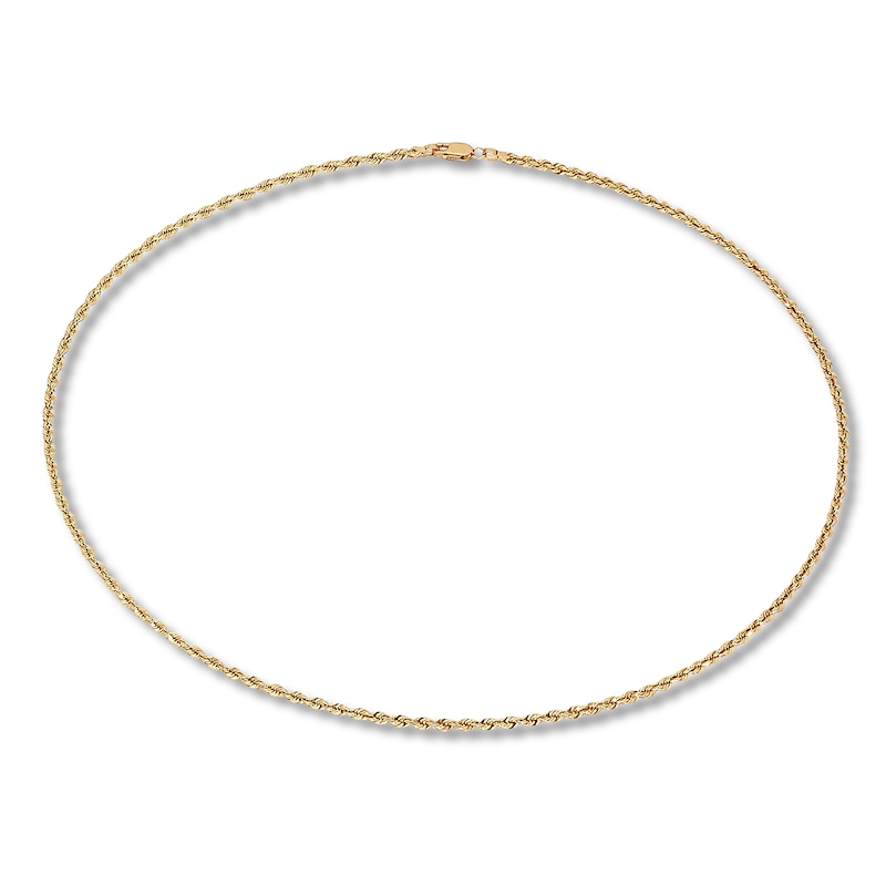 Solid Rope Chain Necklace 14K Yellow Gold 24"