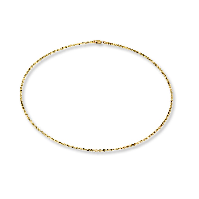 Main Image 3 of 2.5mm Rope Chain Necklace Solid 14K Yellow Gold 24&quot;